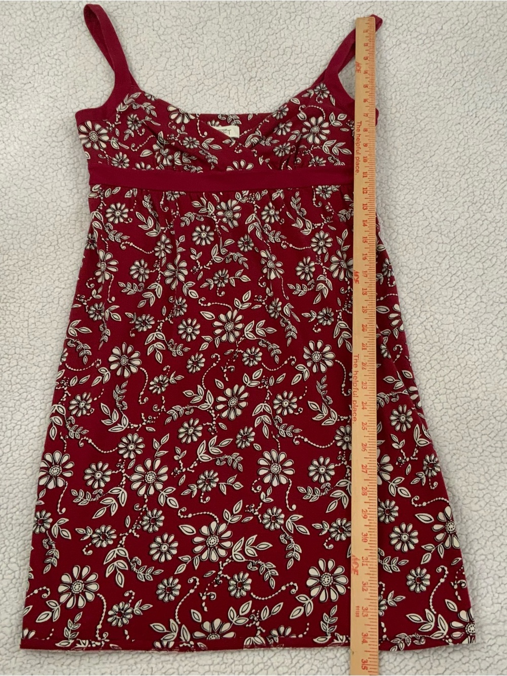 Ann Taylor Loft Empire Waist Dress Sz M Stretch Red White Floral Knit Feminine - Picture 11 of 11